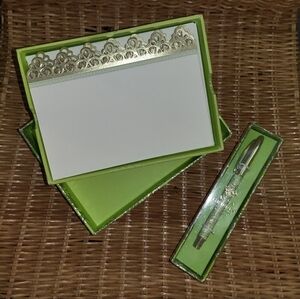 Anna Griffin Green Stationary and Pen